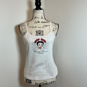 Betty Boop Circus Circus Reno Rhinestone Tank Top – White Y2K Cute